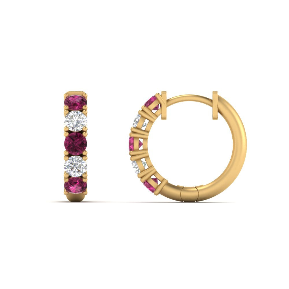 Sparkle 5 Stone Hoop Earrings