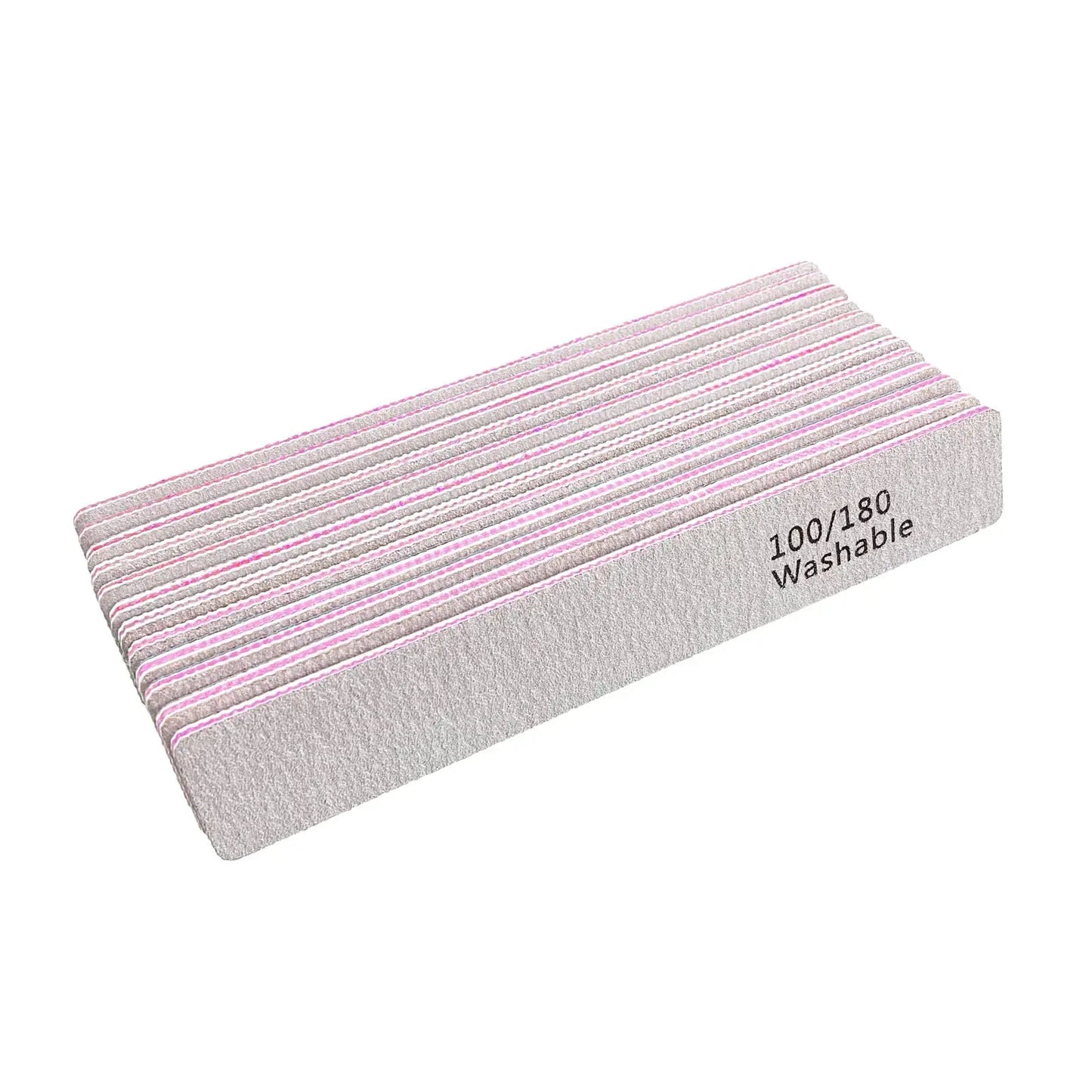 12 PCS Professional Nail Files - 100/180 Grit Washable Manicure Tools