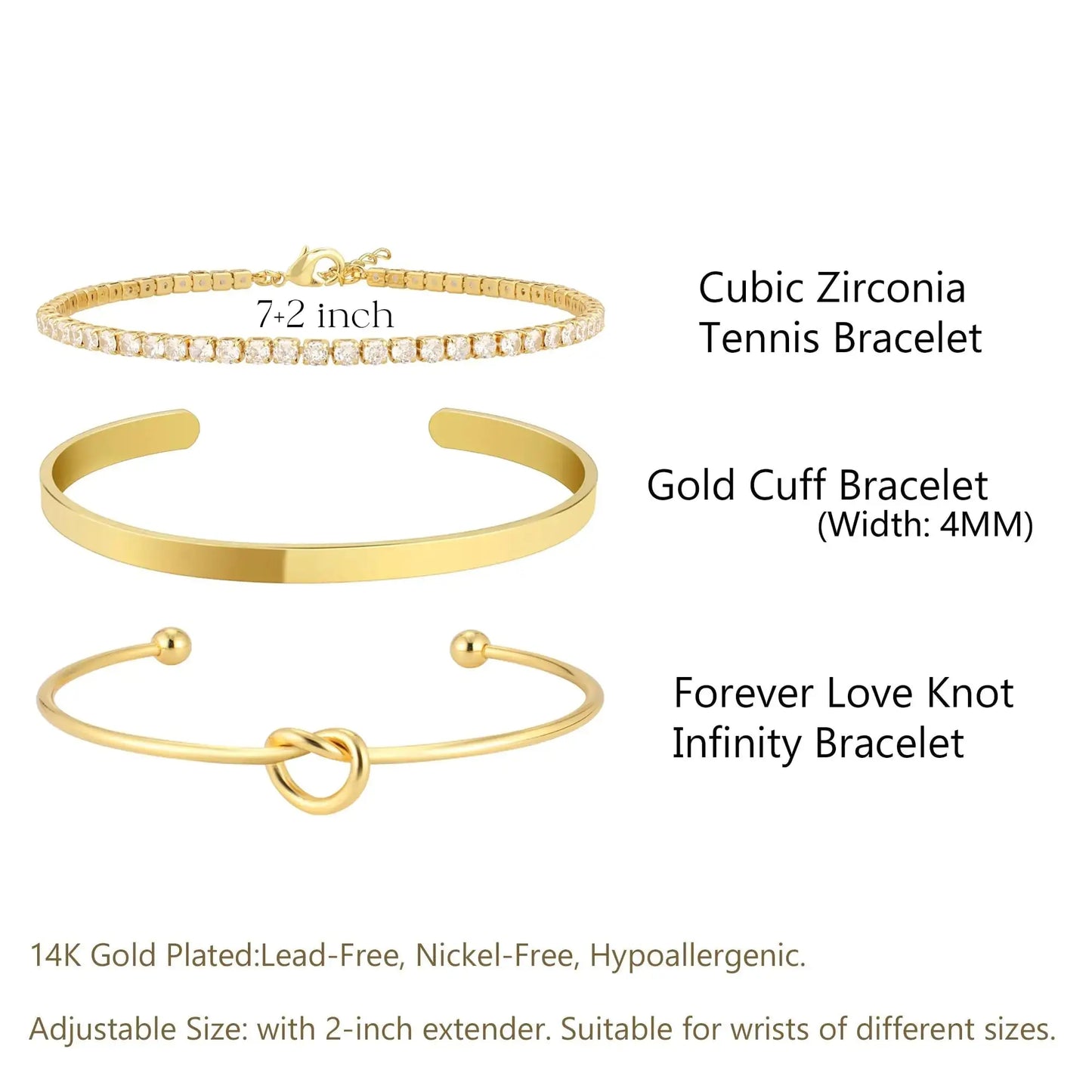 14K Gold Plated Bangle Cuff Bracelet Set for Women Bracelet Stack