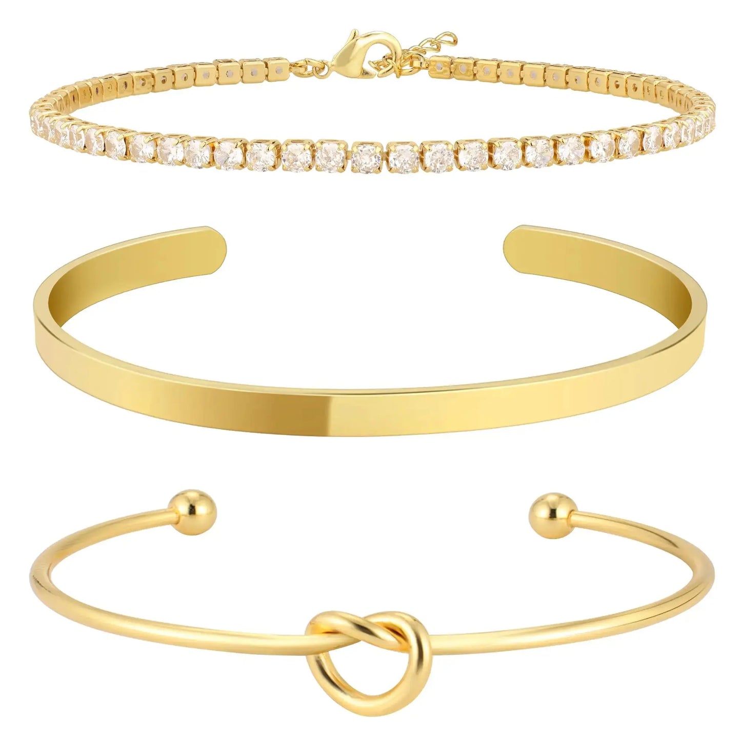 14K Gold Plated Bangle Cuff Bracelet Set for Women Bracelet Stack
