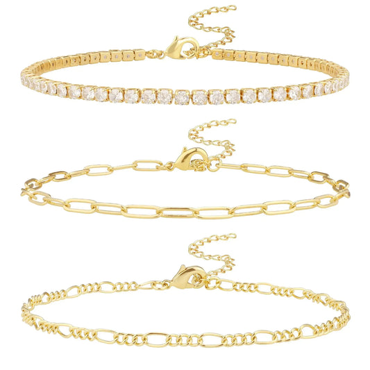14K Gold/Sterling Silver Plated Cuban Link Anklet for Women – Waterproof, Plus Size, 9-12 Inch
