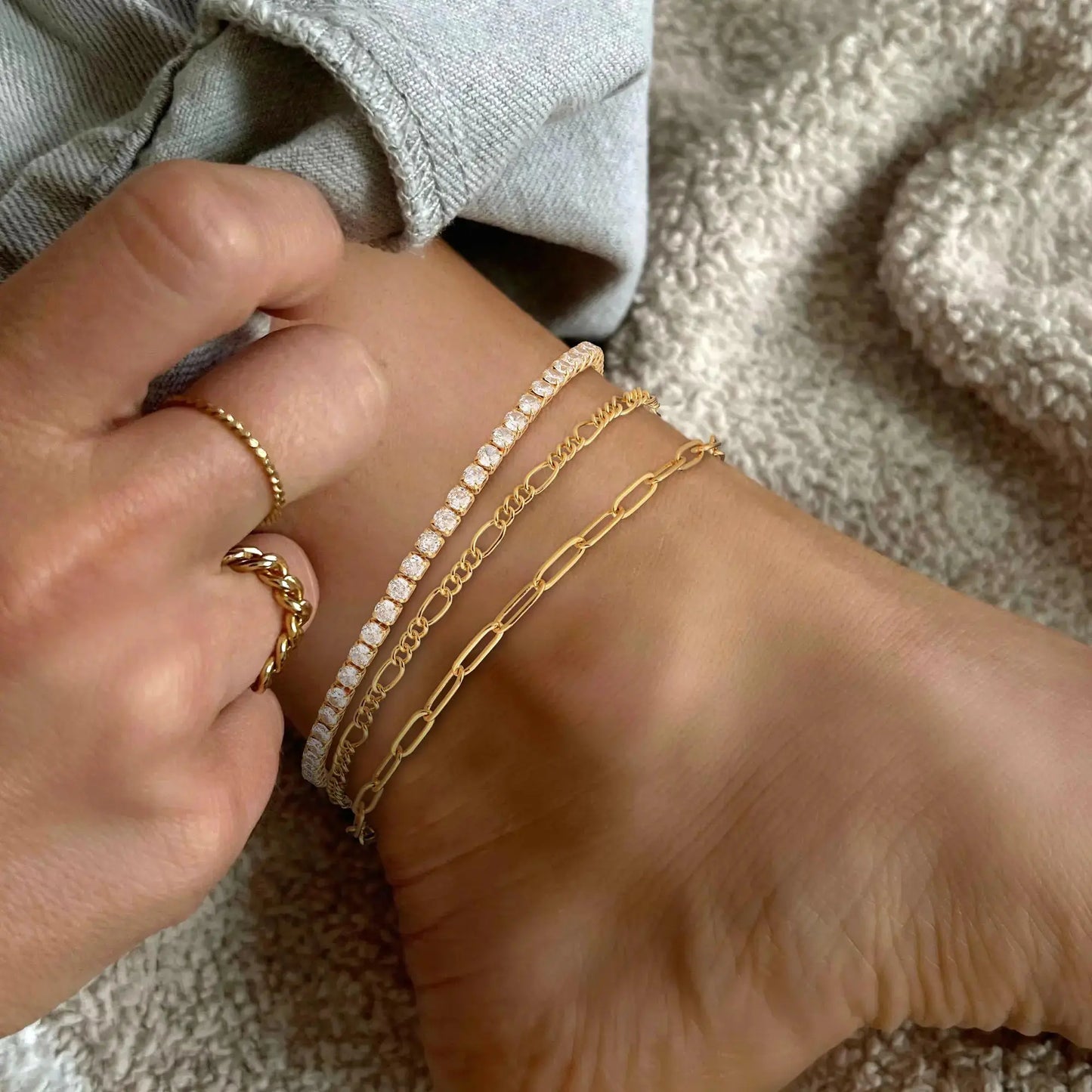 14K Gold/Sterling Silver Plated Cuban Link Anklet for Women – Waterproof, Plus Size, 9-12 Inch