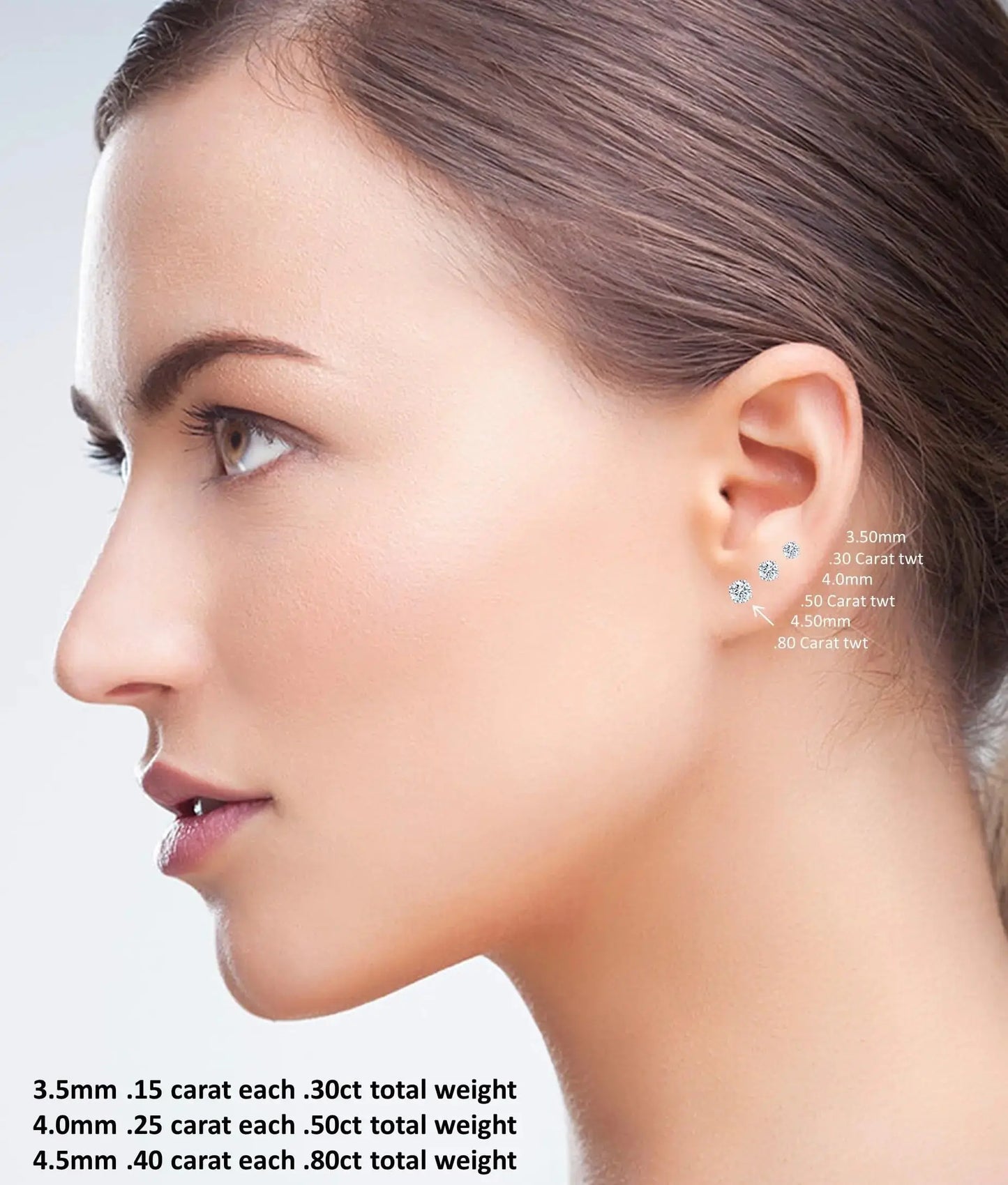 14K Solid Gold Post & Silver Simulated Diamond Stud Earrings