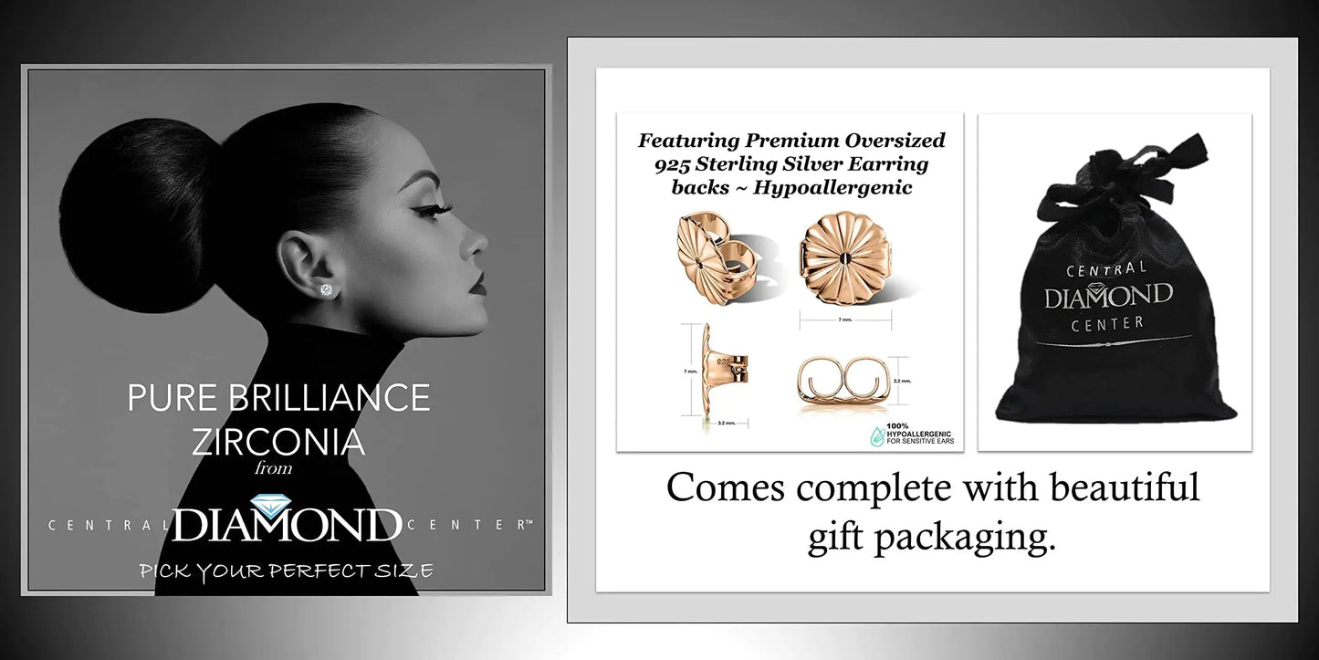 14K Solid Gold Post & Silver Simulated Diamond Stud Earrings