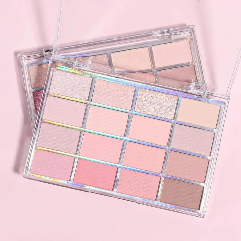 16-Color Matte Eyeshadow Palette – Pink Nude Taupe Basics, Waterproof & Ultra-Blendable