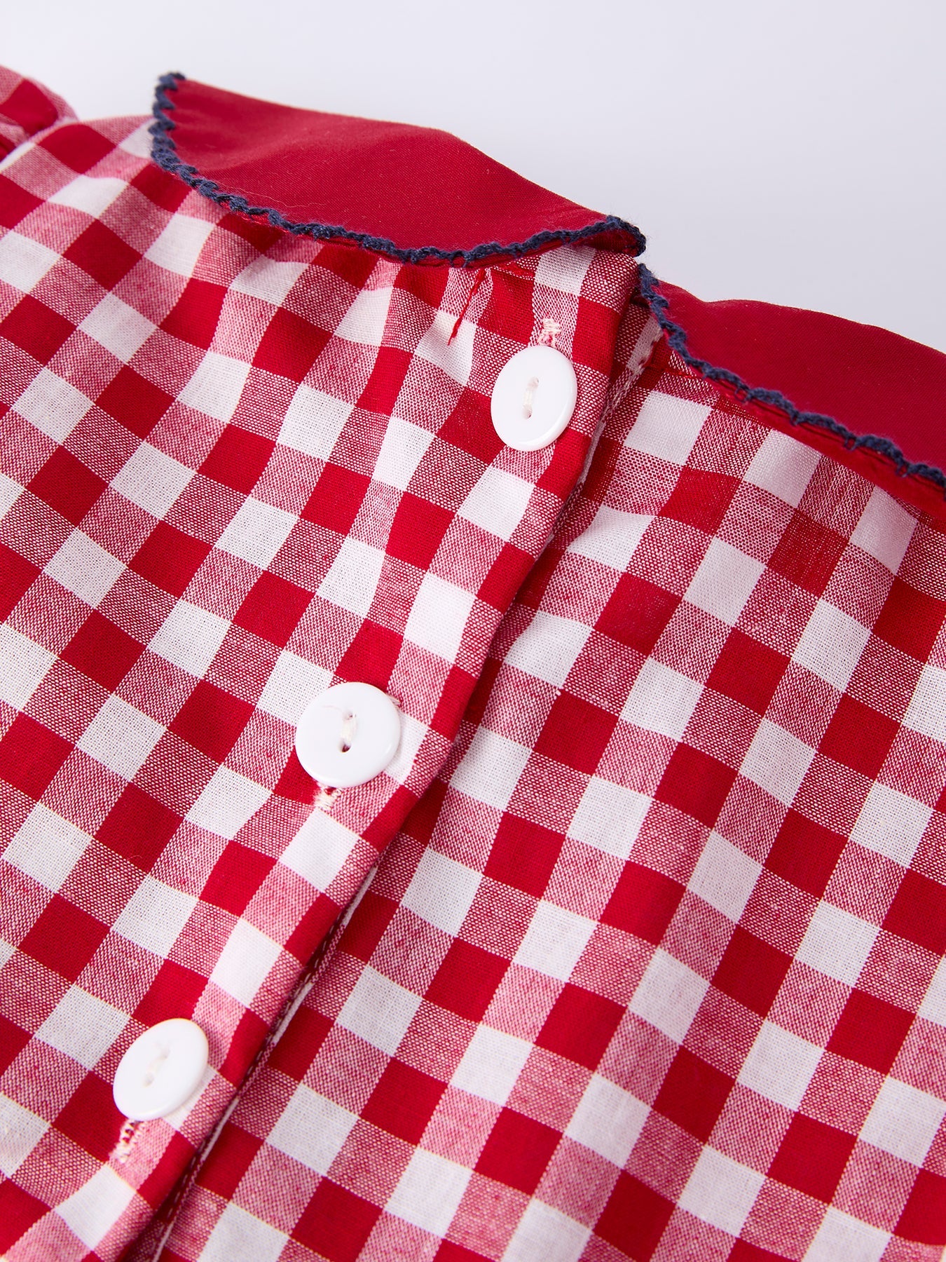 4th of July Flag Plaid Girl Peter Pan Collar Dress Bow