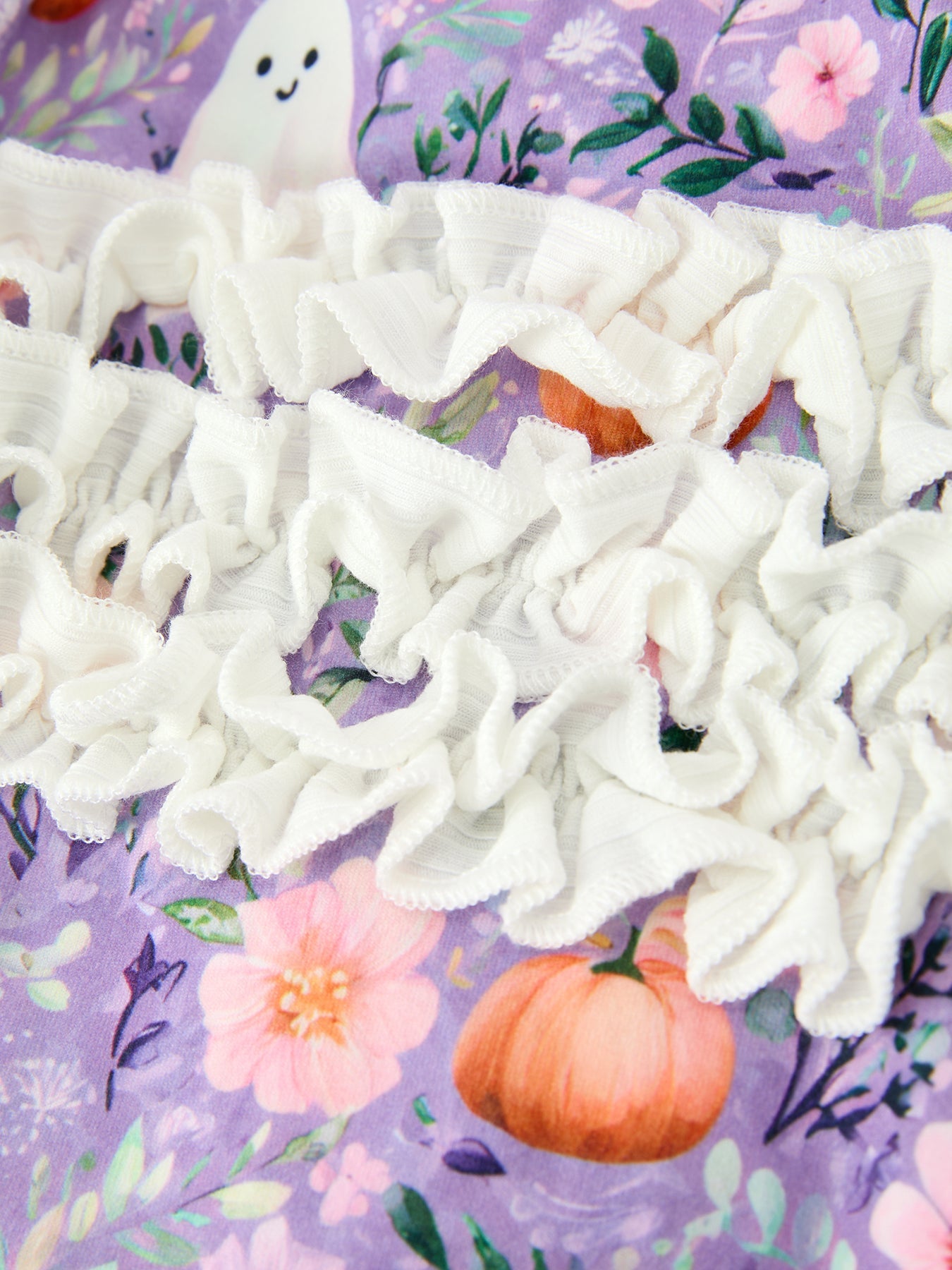 Halloween Ghost Pumpkin Girls Romper Ruffle Zipper