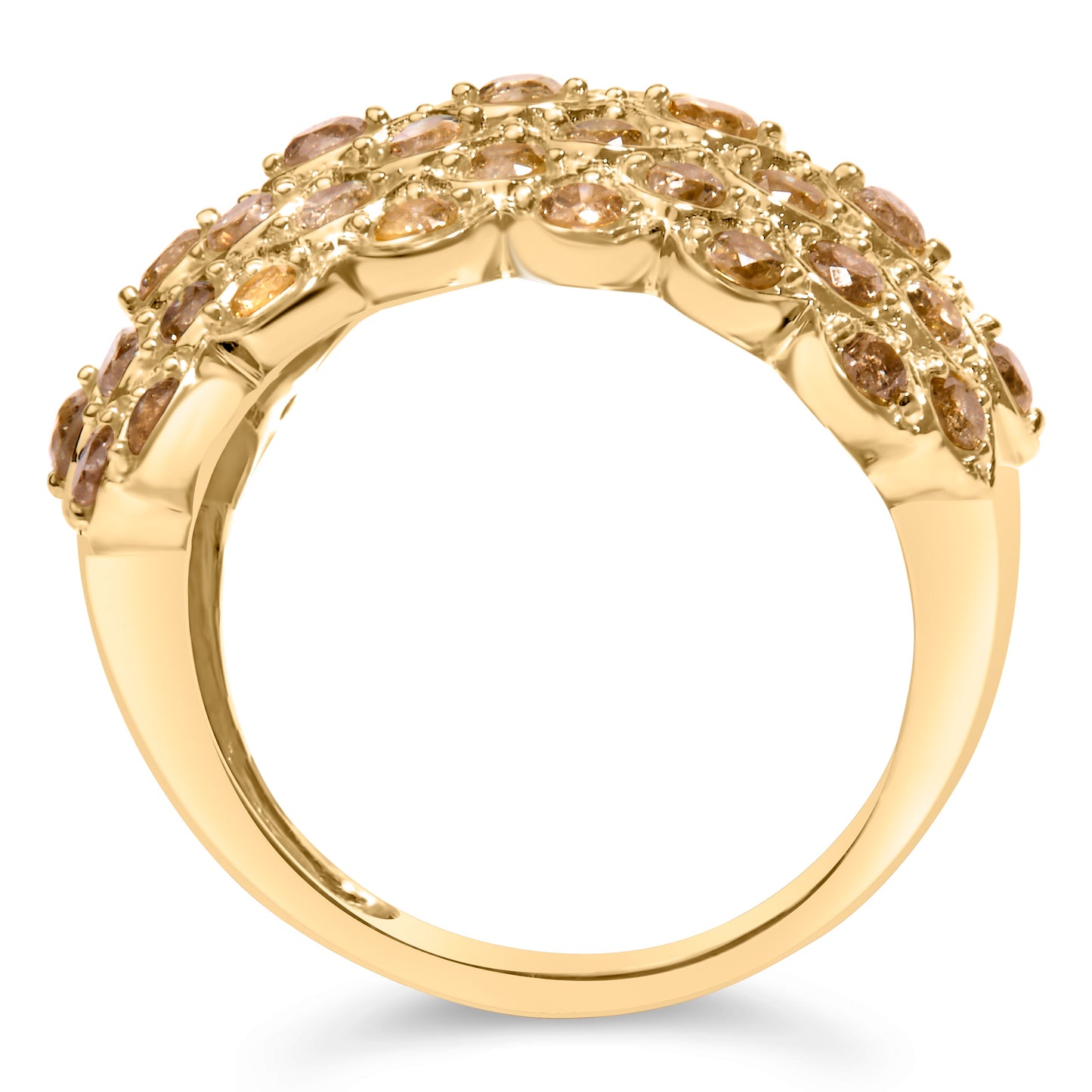 10K Yellow Gold 2.0 Cttw Brown Diamond Teardrop Design Cocktail Ring