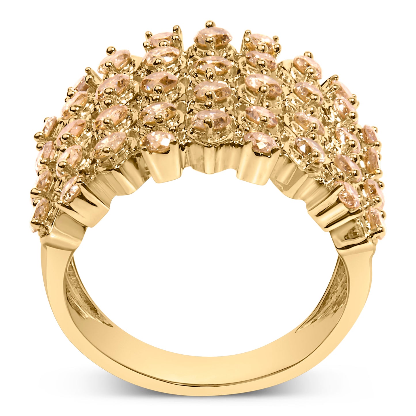 10K Yellow Gold 2.0 Cttw Brown Diamond Mesh Link Cocktail Ring