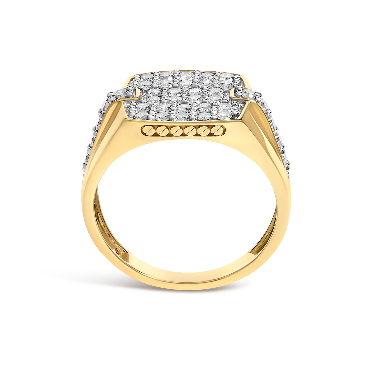 Men's 14K Yellow Gold Plated Sterling Silver 1.0 Cttw Diamond Geometric Band Ring