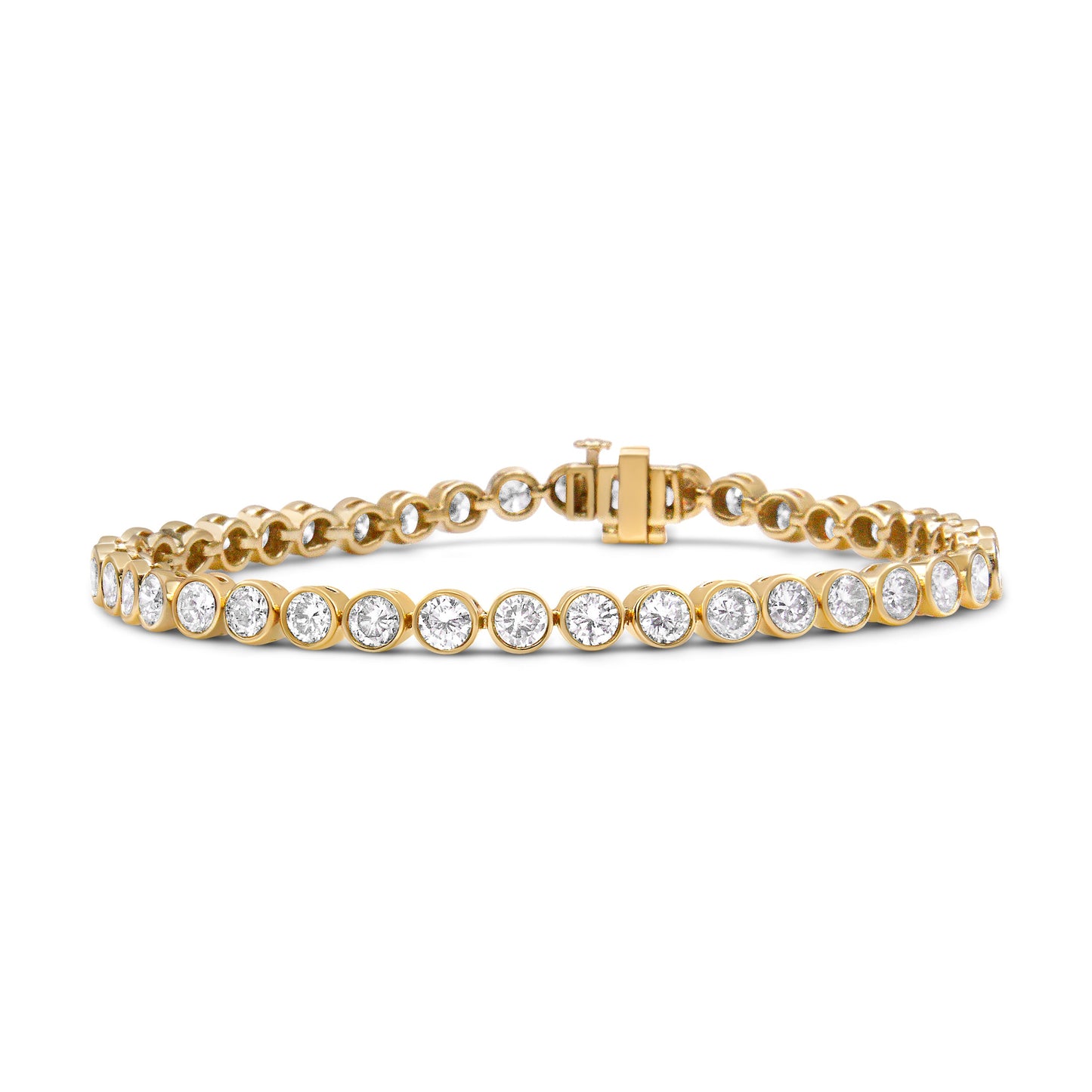 10K Yellow Gold 8.0 Cttw Bezel Set Round Diamond Tennis Bracelet