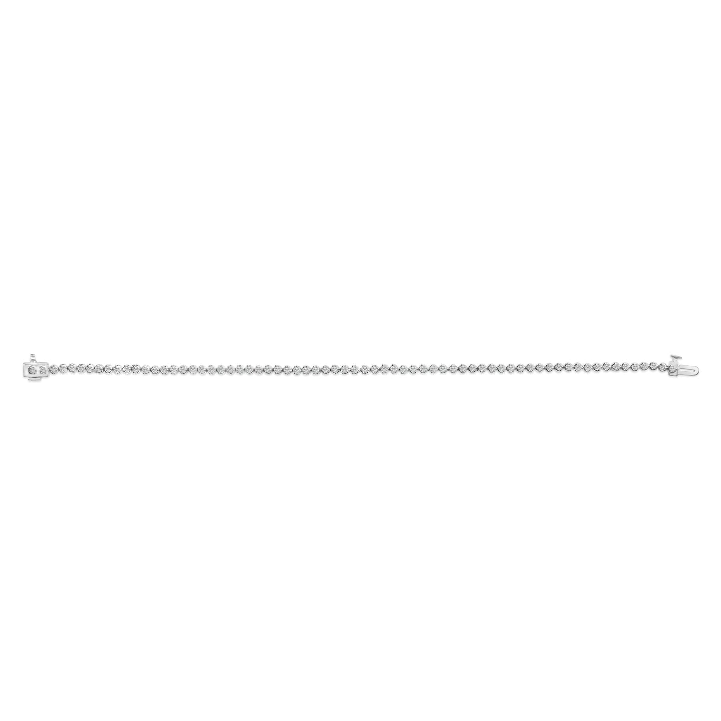 .925 Sterling Silver 2.0 Cttw Diamond 3 Prong Set Tennis Bracelet
