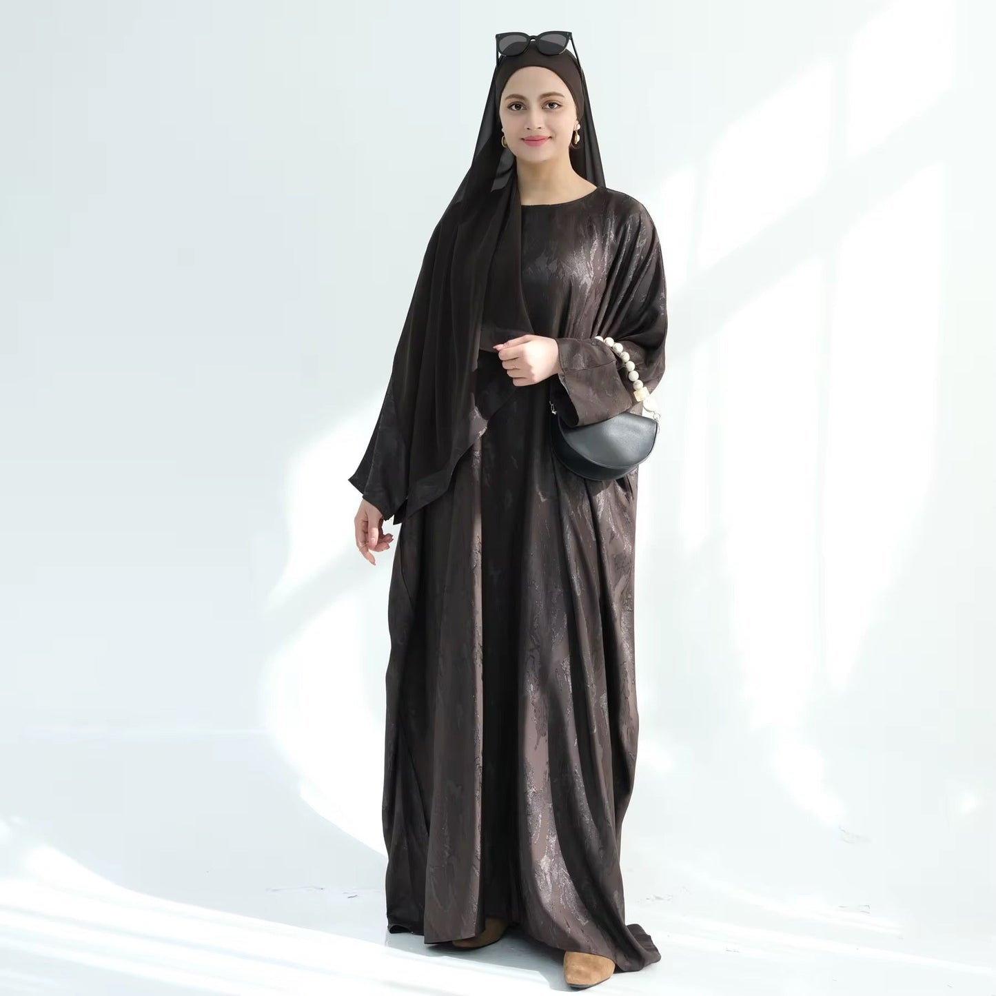 Print satin kaftan abaya