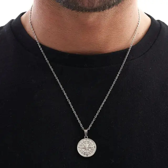 Vnox Men's Multi-Chain Compass Necklace