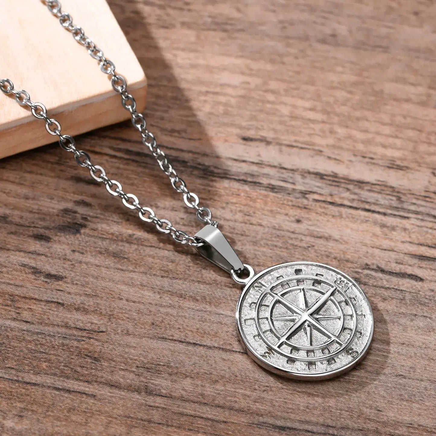 Vnox Men's Multi-Chain Compass Necklace