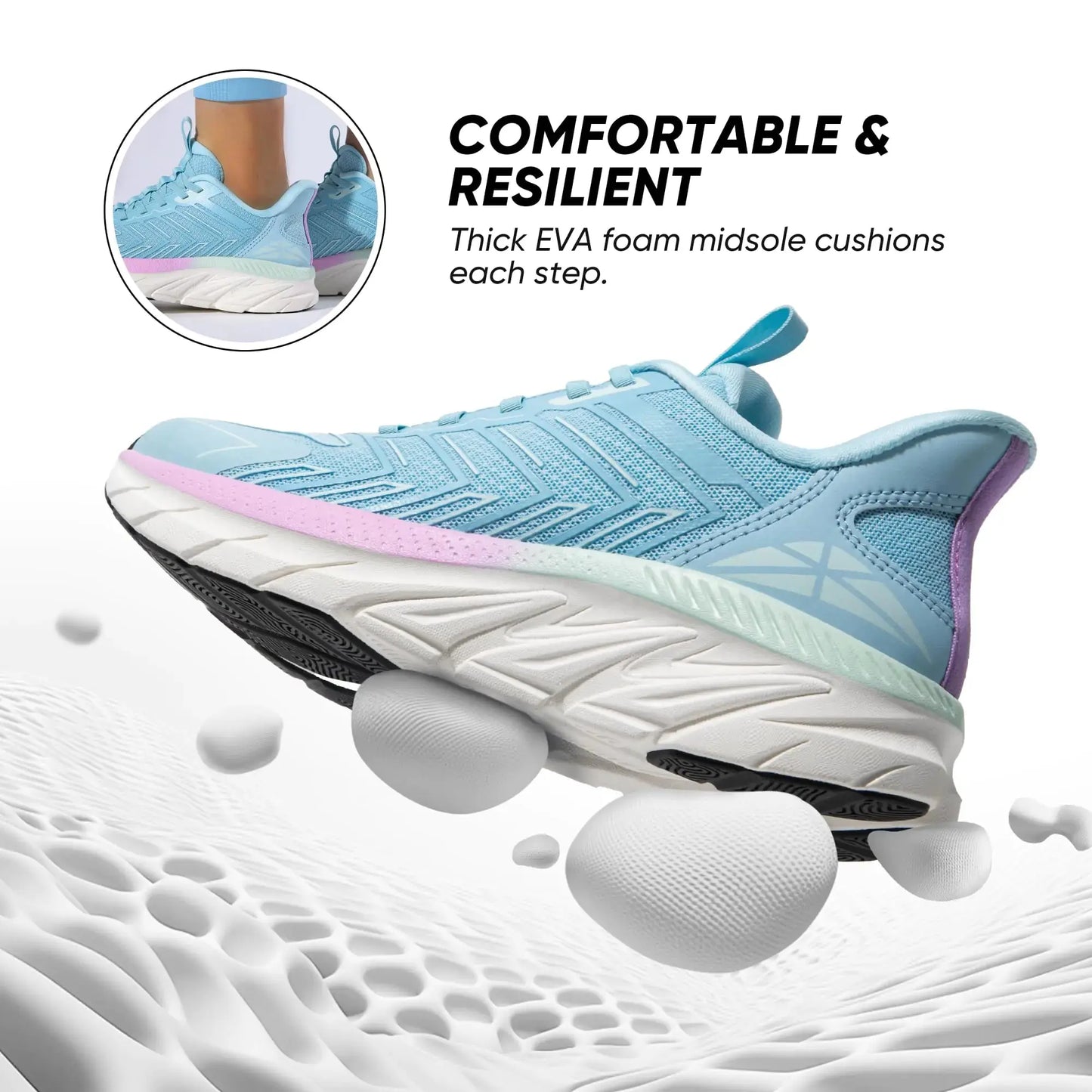 Women's Slip-On Walking Shoes | Running Active Cushion Non-Slip Sneakers | Athletic Gym Workout Cross Training Shoes