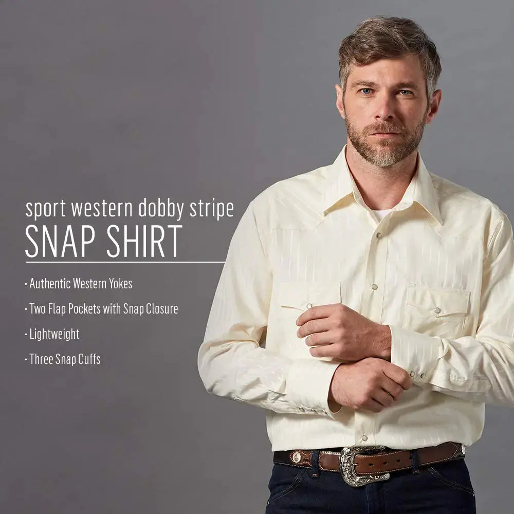 Wrangler Mens Sport Western Two Pocket Long Sleeve Snap Button Down Shirts