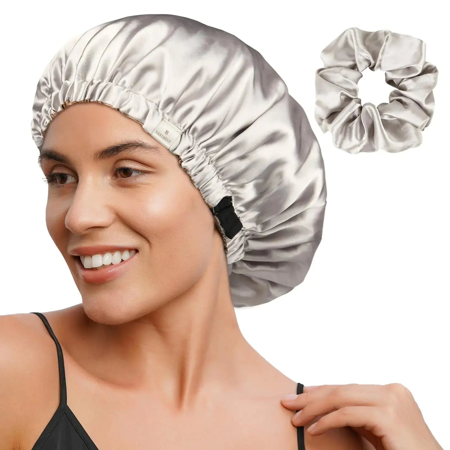 YANIBEST Satin Bonnet Silk Bonnet Adjustable Hair Bonnet for Sleeping Hair Bonnets for Women Curly Natural Hair One Size Brown