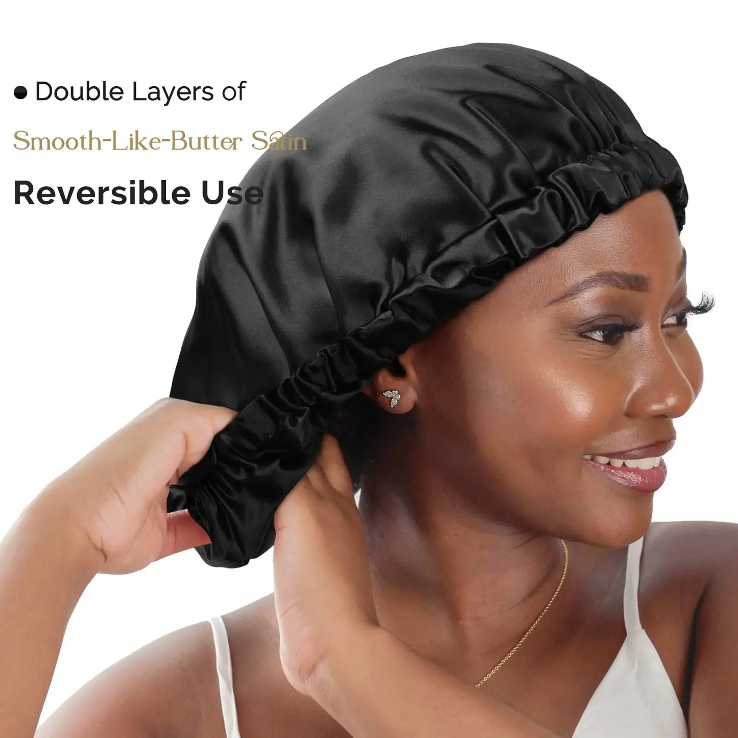 YANIBEST Satin Bonnet Silk Bonnet Adjustable Hair Bonnet for Sleeping Hair Bonnets for Women Curly Natural Hair One Size Brown