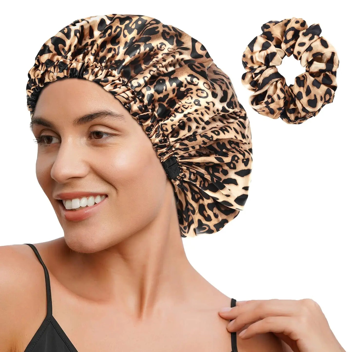 YANIBEST Satin Bonnet Silk Bonnet Adjustable Hair Bonnet for Sleeping Hair Bonnets for Women Curly Natural Hair One Size Brown