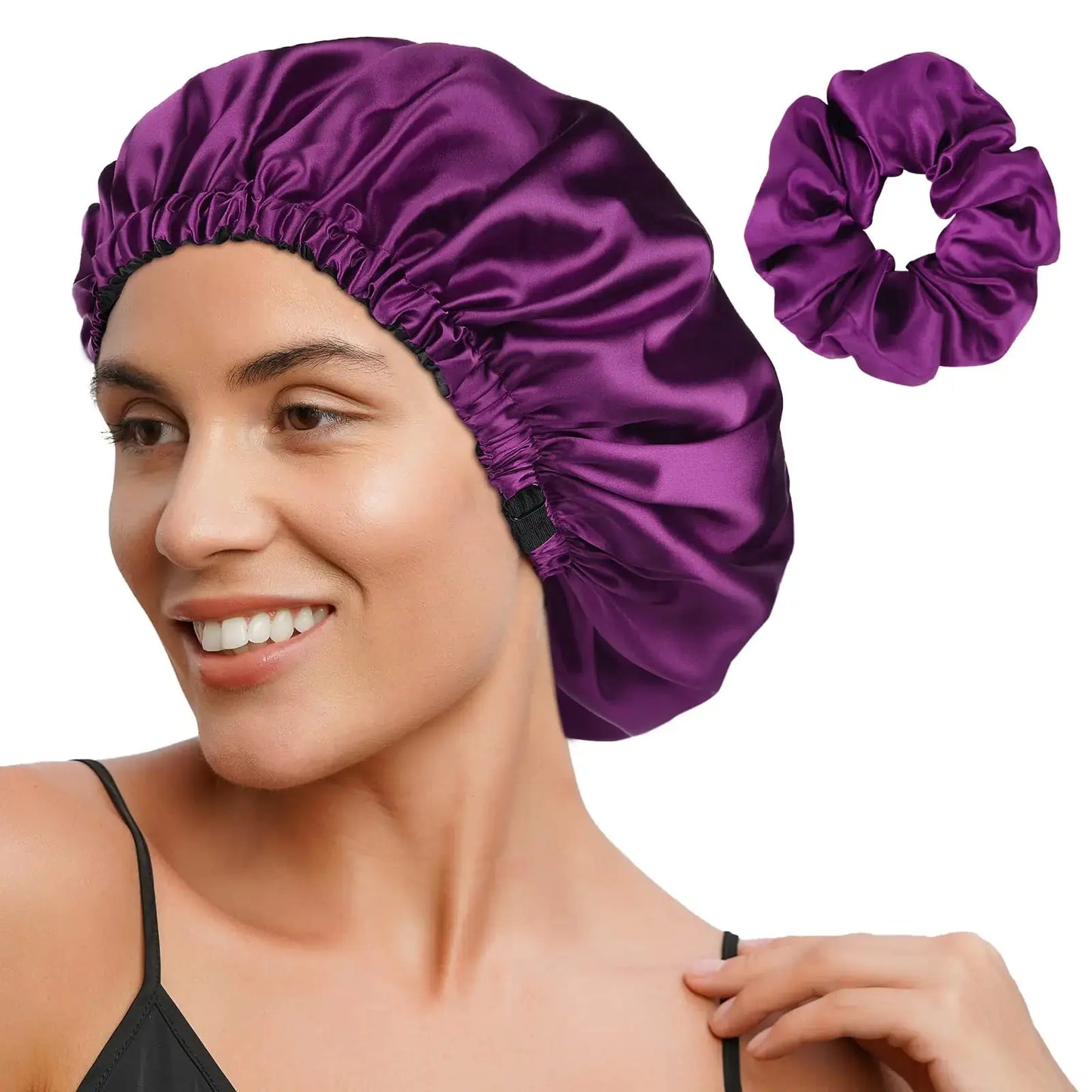 YANIBEST Satin Bonnet Silk Bonnet Adjustable Hair Bonnet for Sleeping Hair Bonnets for Women Curly Natural Hair One Size Brown