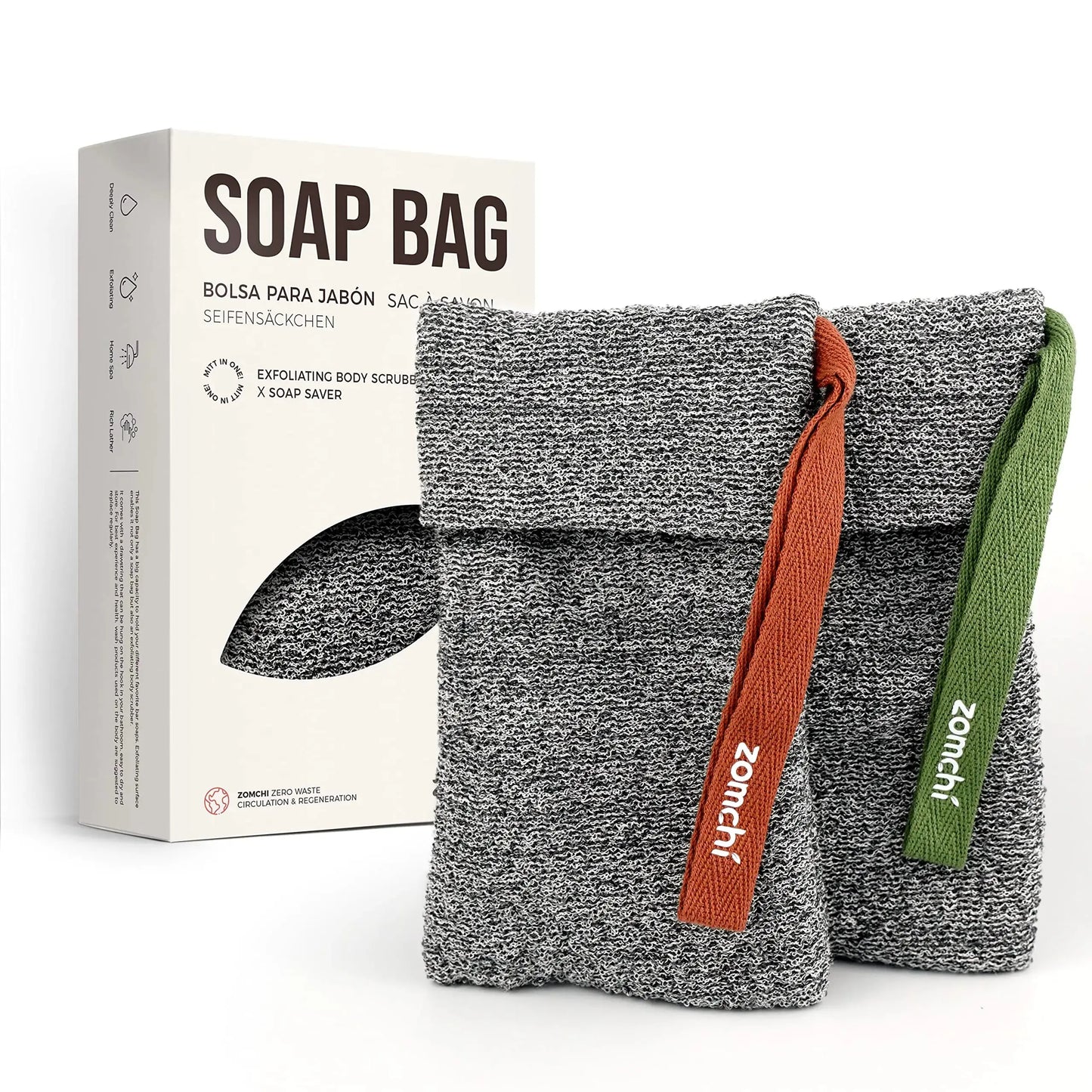 ZOMCHI 2 Pieces Soap Bags - Skin-Friendly Deep Exfoliation