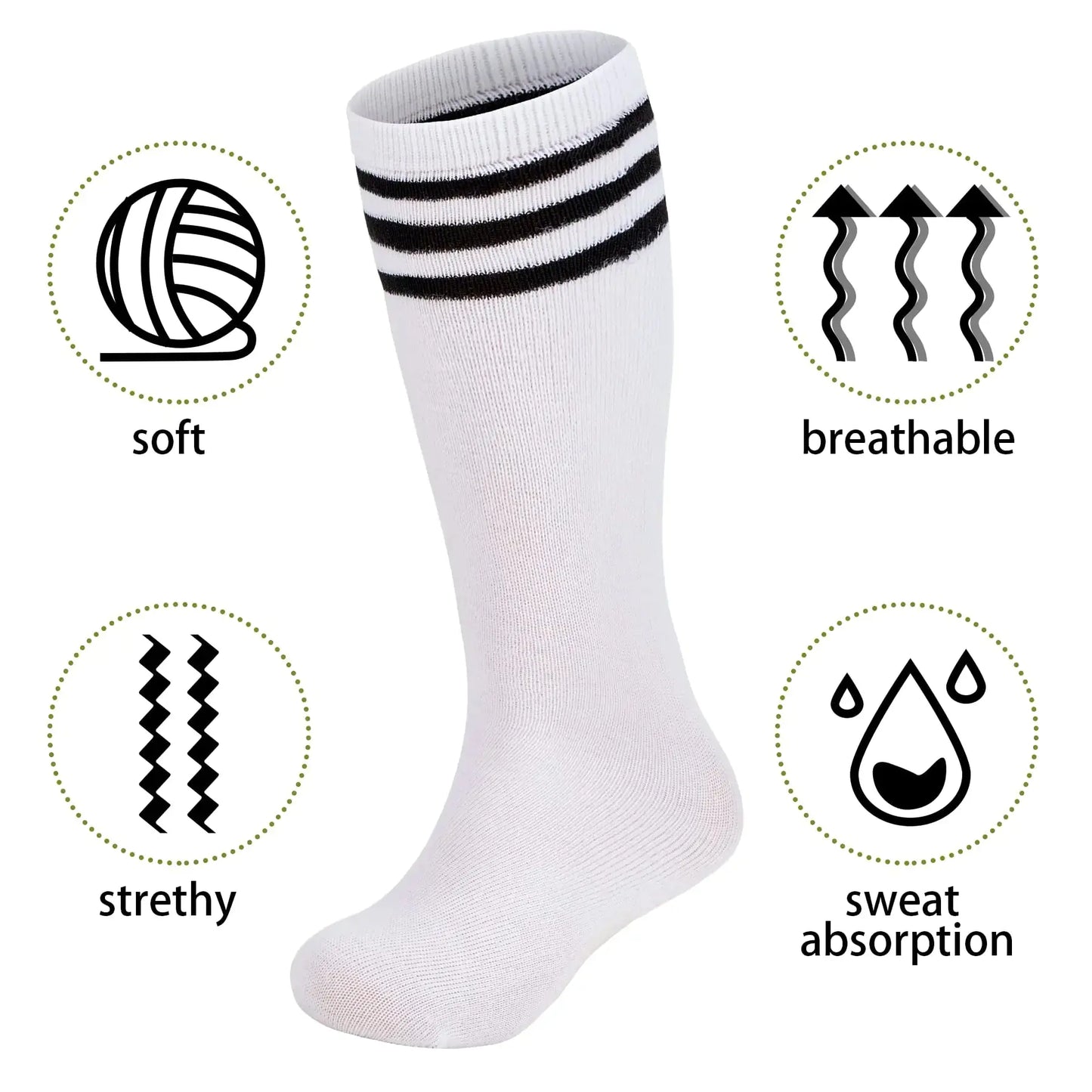 Zando 4 Pairs Kids Soccer Socks