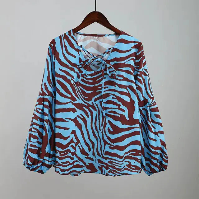 Zebra V-Neck Women's Blouse – Bold & Elegant