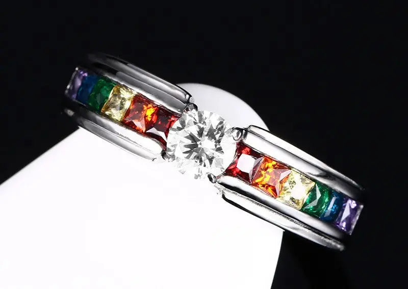 Zircon Rainbow Ring for Men and Women
