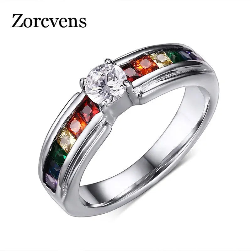 Zircon Rainbow Ring for Men and Women