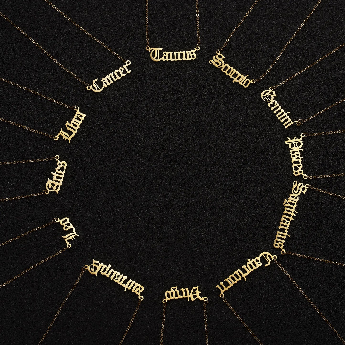 Zodiac Sign Pendant Necklace - Available in 12 Different Zodiac Signs