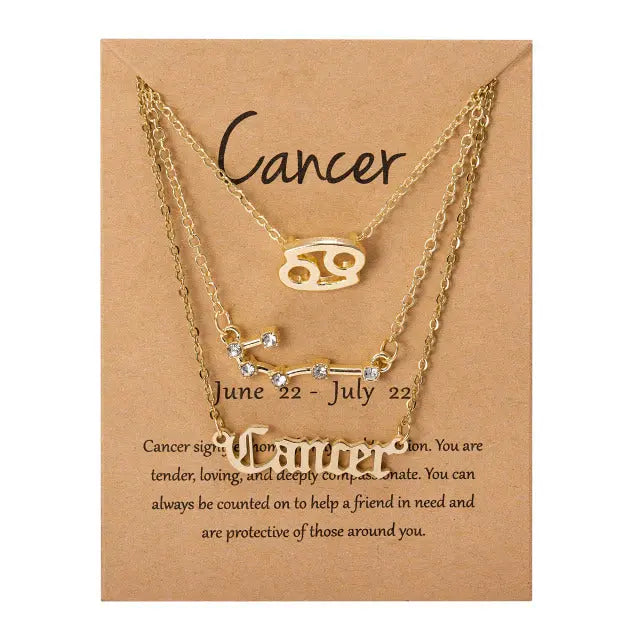 Zodiac Sign Pendant Necklace - Available in 12 Different Zodiac Signs