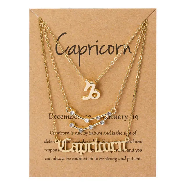 Zodiac Sign Pendant Necklace - Available in 12 Different Zodiac Signs