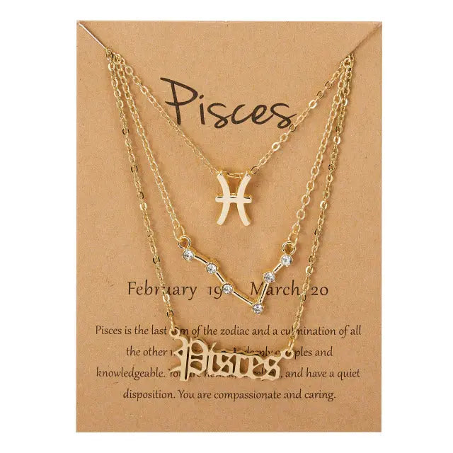 Zodiac Sign Pendant Necklace - Available in 12 Different Zodiac Signs