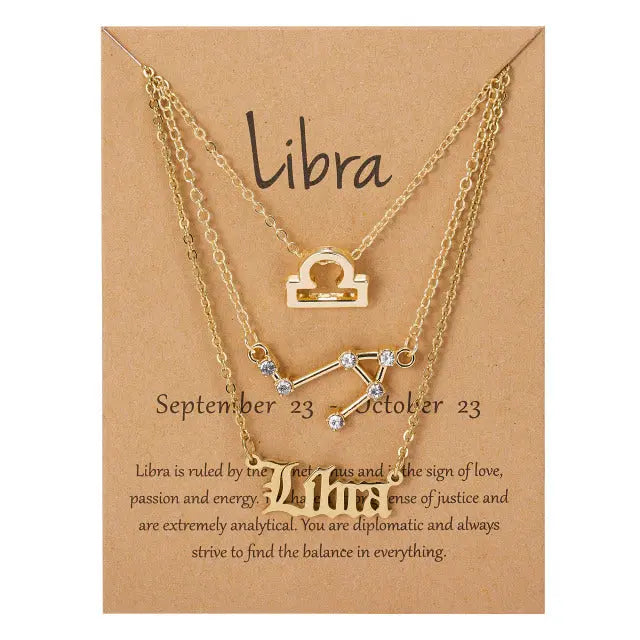 Zodiac Sign Pendant Necklace - Available in 12 Different Zodiac Signs