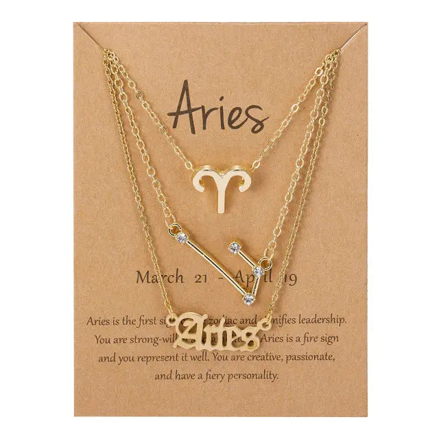 Zodiac Sign Pendant Necklace - Available in 12 Different Zodiac Signs