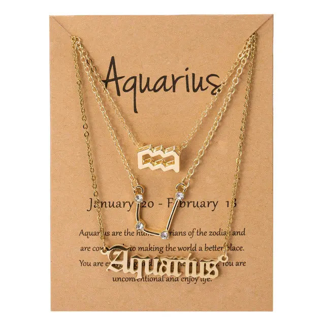 Zodiac Sign Pendant Necklace - Available in 12 Different Zodiac Signs