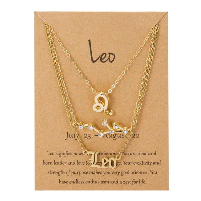 Zodiac Sign Pendant Necklace - Available in 12 Different Zodiac Signs