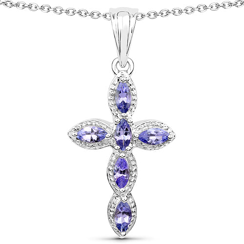 0.84 Carat Genuine Tanzanite .925 Sterling Silver Pendant