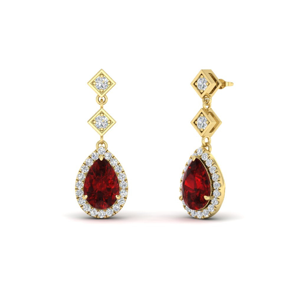 Double Drop Pear Halo Earring
