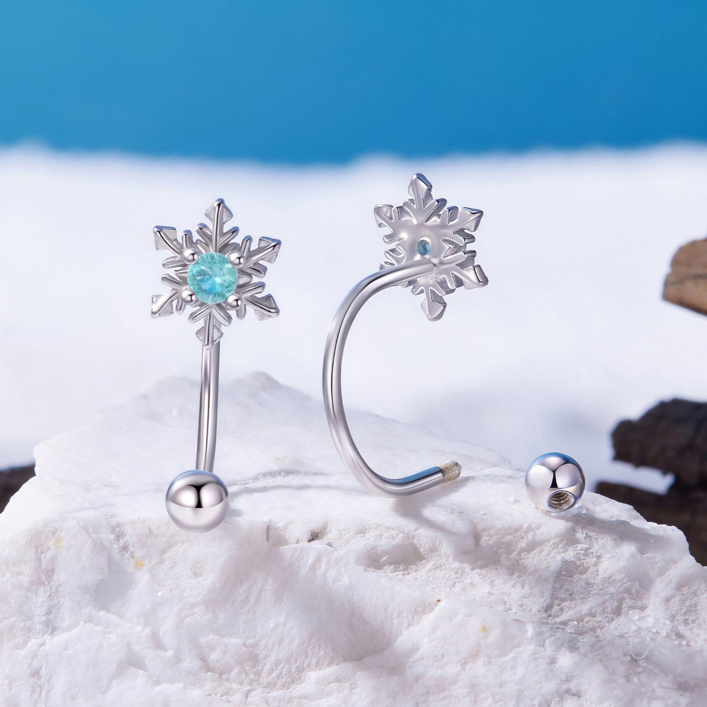 925 Sterling Silver Earrings with Transparent Glass for Women