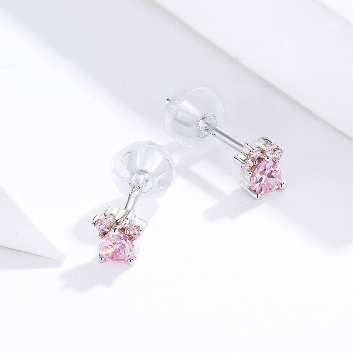 925 Sterling Silver Earrings with Plated Platinum and Pavé Set CZ, 0.4cm for Women