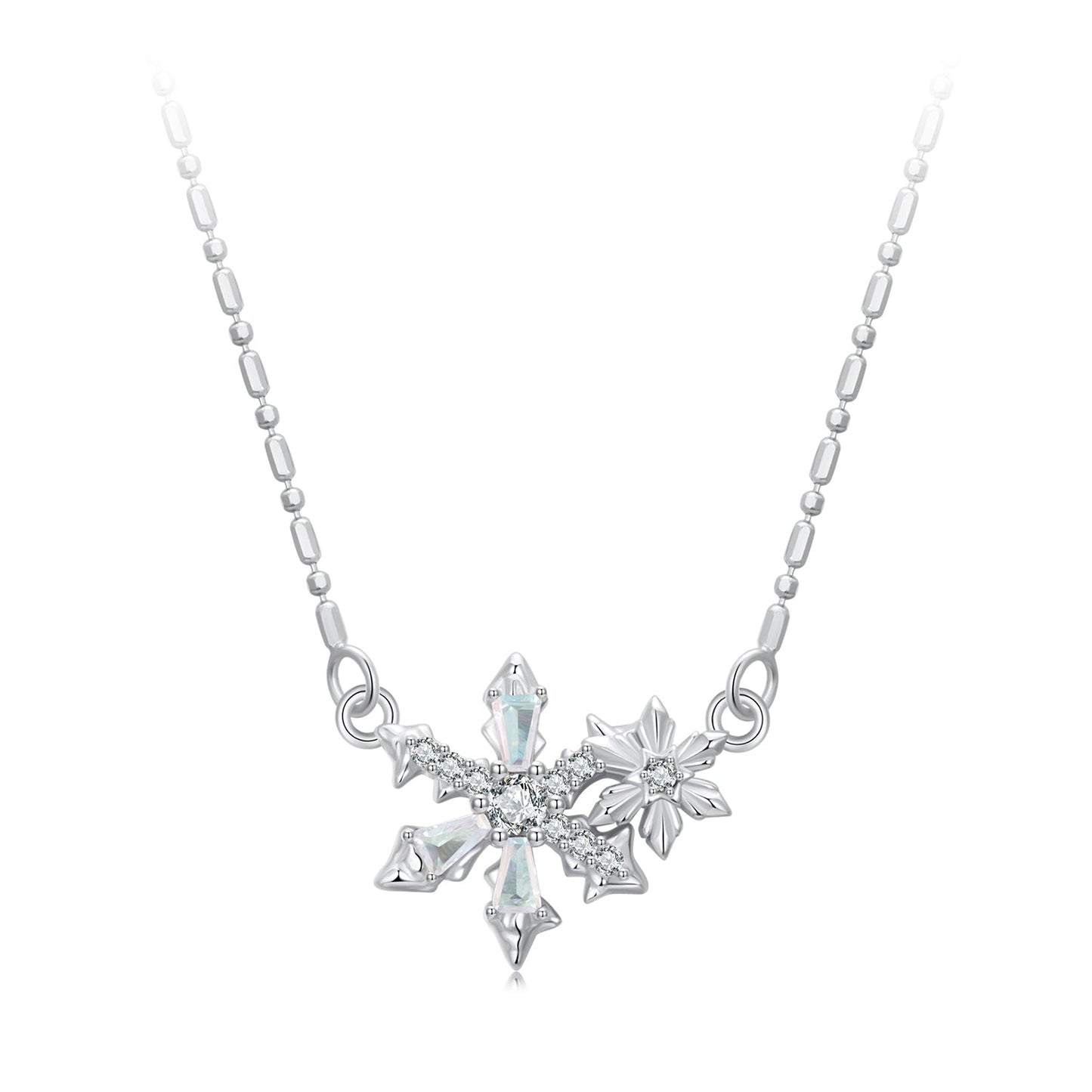 925 Sterling Silver Necklace with CZ and Glass Pendant for Women