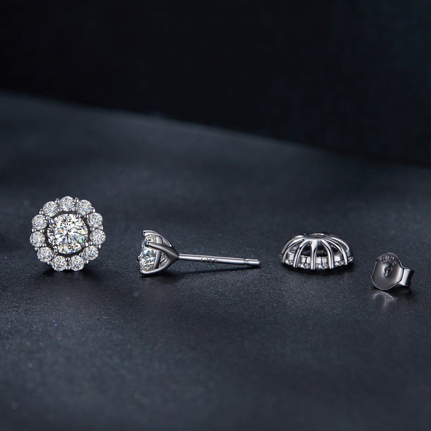 925 Sterling Silver 0.5 Carat Moissanite Earrings for Women