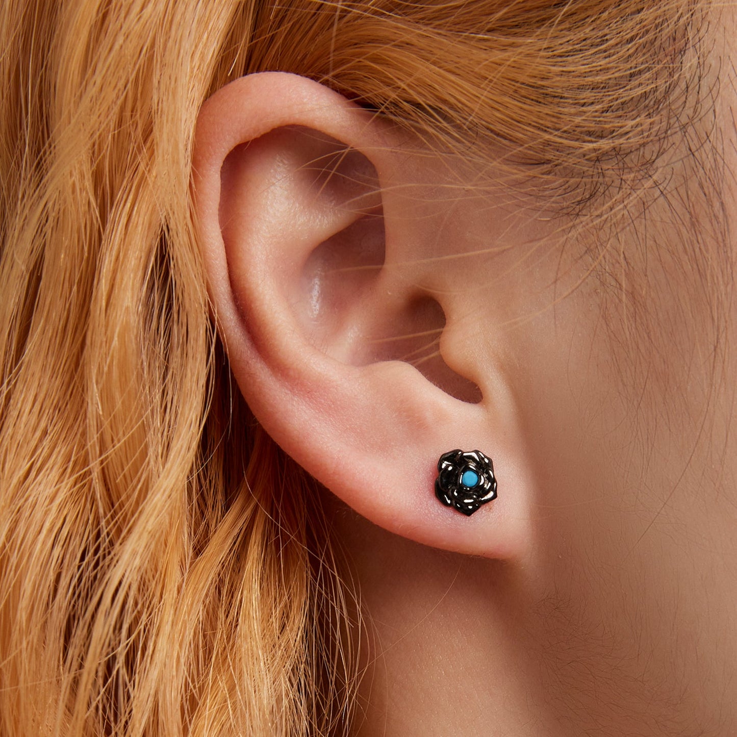 925 Sterling Silver Earrings with Turquoise and Black Gold Finish