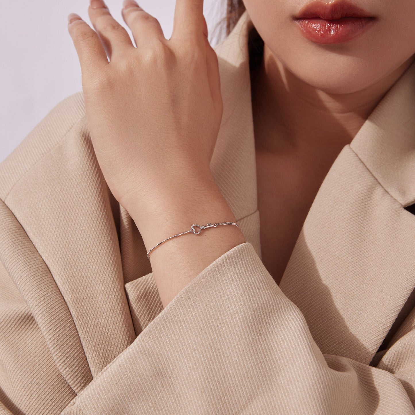 925 Sterling Silver White Gold Plated 21cm Pavé CZ Bracelet for Women
