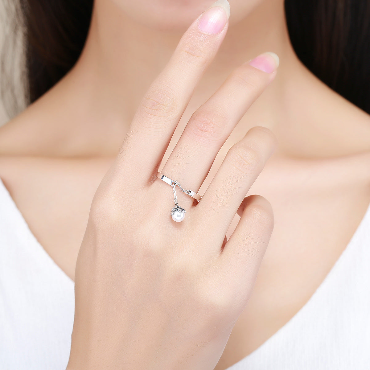 S925 Sterling Silver Ring Width 0.2CM Bead 0.6CM for Women