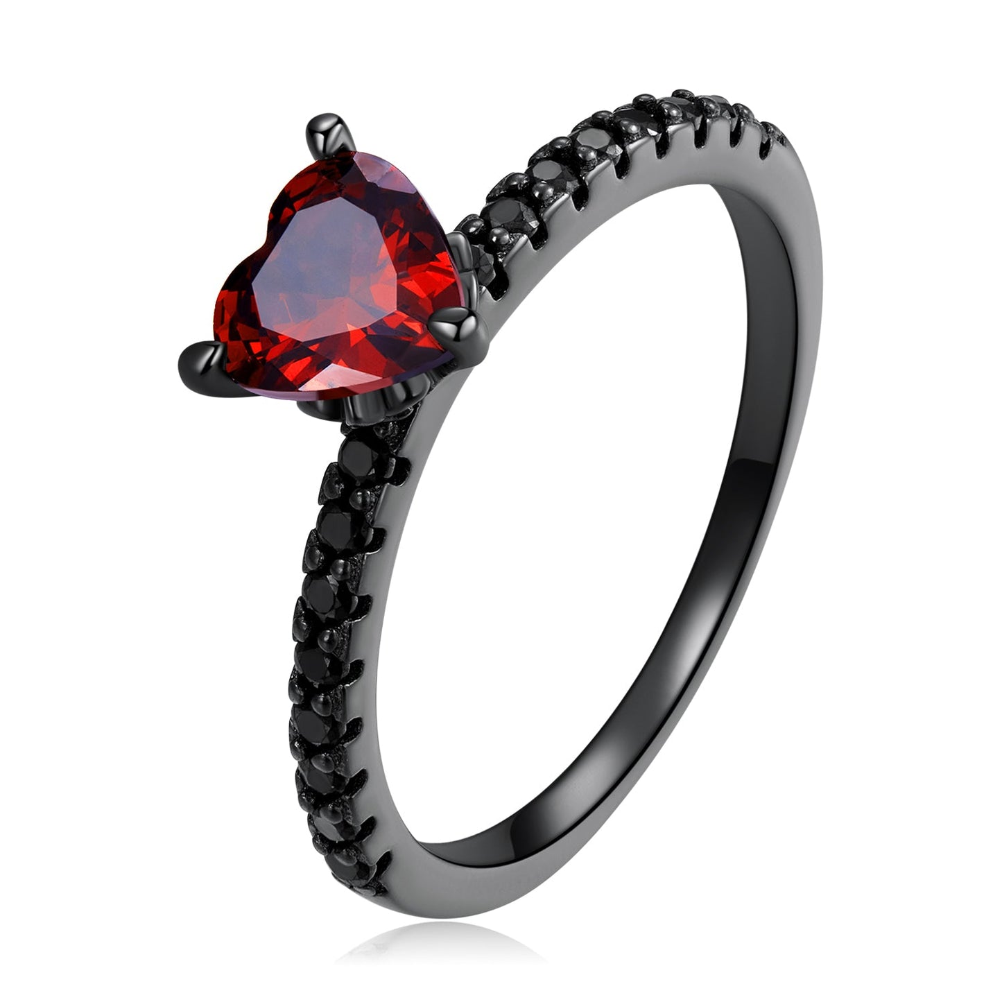 925 Sterling Silver Black Gold Plated 0.70 Carat CZ Ring Size 6 for Women