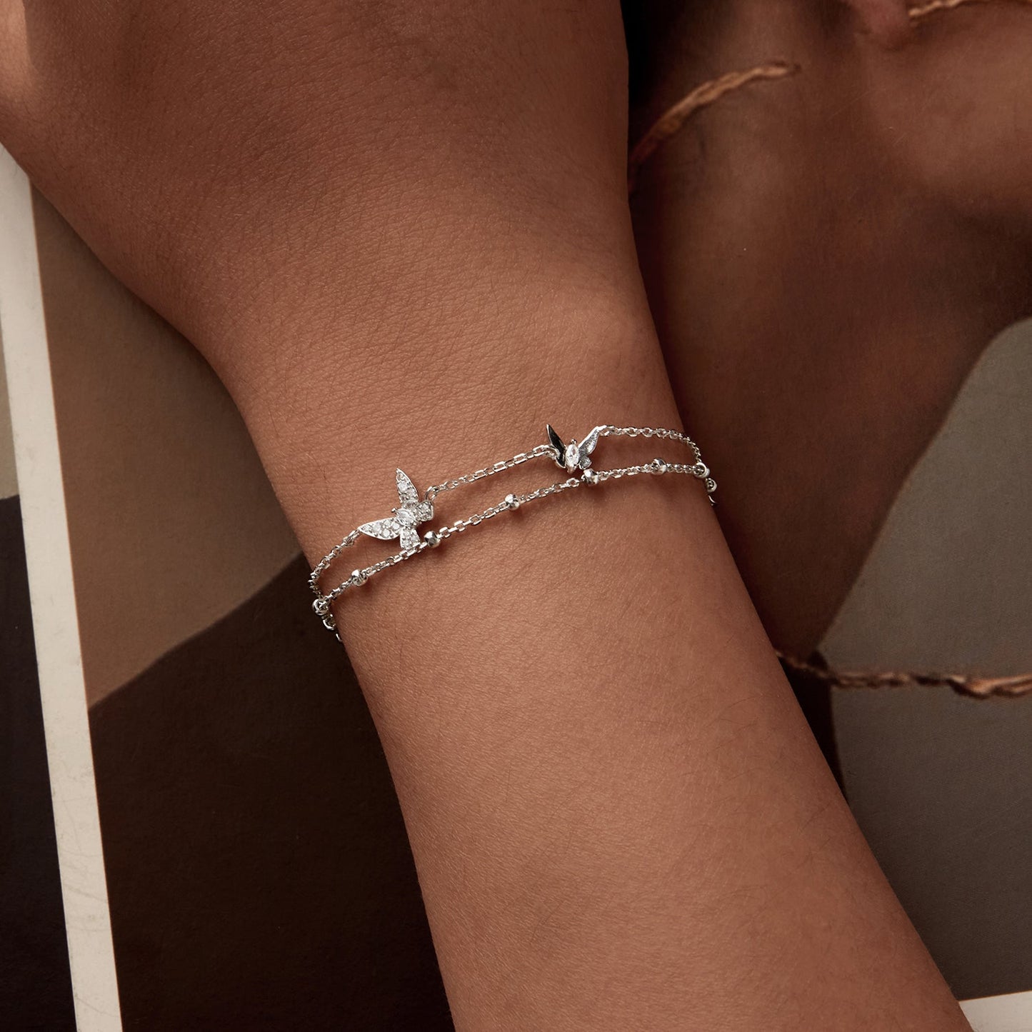 925 Sterling Silver Bracelets with Platinum Plating and CZ Stones - 150+60mm