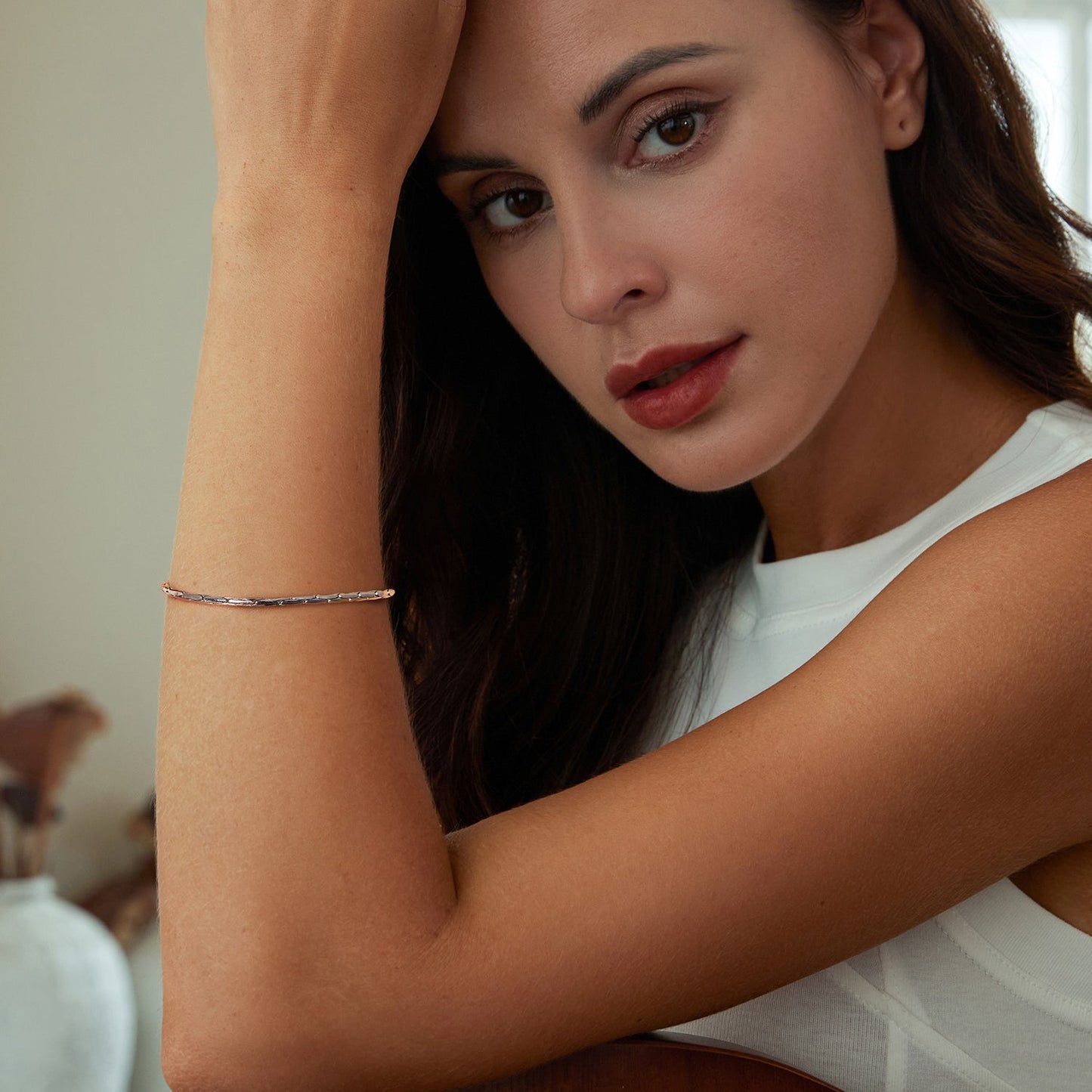 925 Sterling Silver + White Gold Plated Bracelet